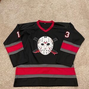 Friday the 13th‎ Jason Voorhees Size XL Hockey Jersey Halloween Black Red